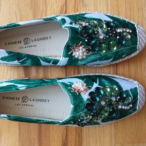 Chinese Laundry tropical bejeweled espadrilles